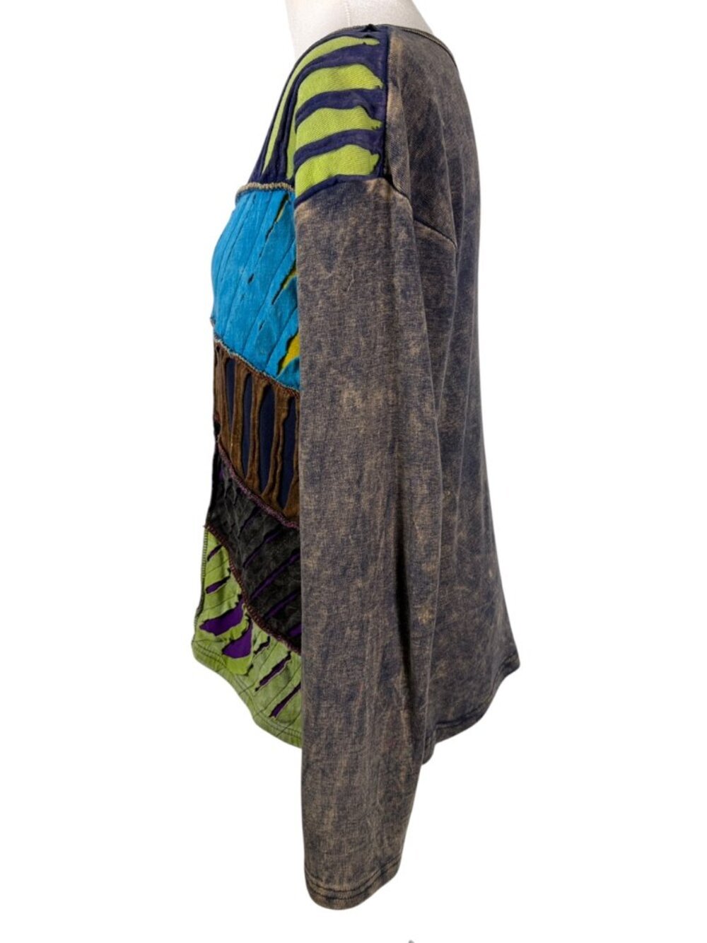 Rising International XL Handcrafted Patchwork Cutout Boho Top |100% Cotton Nepal - Picture 5 of 9